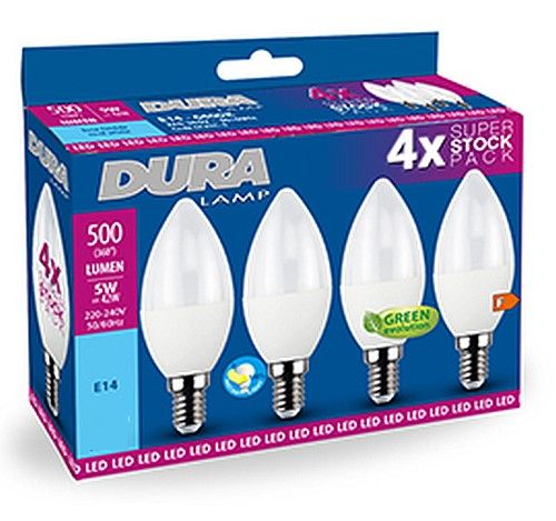 LAMPADA LED QUADRIPACK OLIVA OPALE 5W E14 4000K 485LM - DRL CC37N-4
