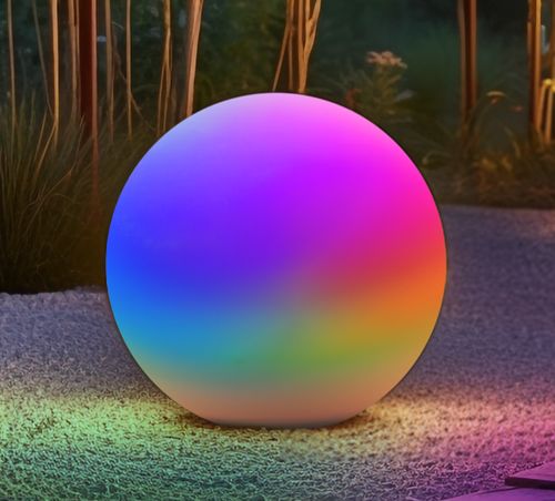 LAMPADA LED SOLARE A BOLLA 0,7W 3000K/RGB D.300 IP44 DIMMER. - CUY BLL-043000