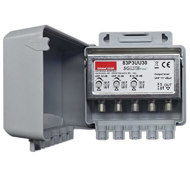 AMPLIFICATORE 3/2UHF 1OUT 30DB 5G 114DBUV 12V 110MA - ESM 83P3UU30
