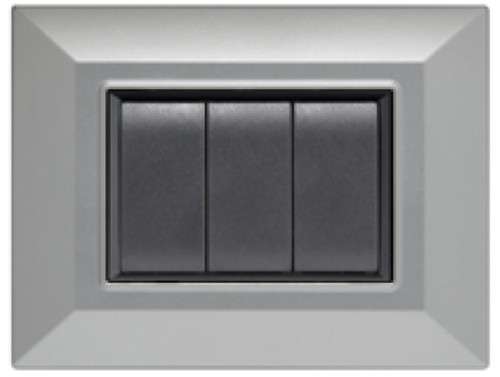 FLEXI' PLAIN - PLACCA ABS 3 MOD. ALLUMINIO CHIARO - NUV 5203/AC