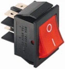 INTERRUTTORE BIPOLARE LUMINOSO 220VCA ROSSO - ERT 040714100