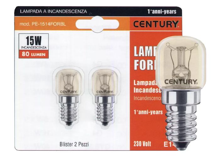 LAMPADA PICCOLA PERA 15W E14 2200K 90LM DIMMERABILE BL.2PZ - CUY PE1514FORBL