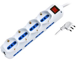 MULTIPRESA 4 USCITE SCHUKO BIV.+ 8 BIV. CON INTERR.CAVO 1,5M - LIFE PEM2514-W
