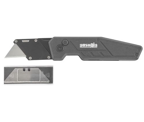 CUTTER IN METALLO 16CM CHIUDIBILE + 5 LAME DI RICAMBIO - AUS 55236