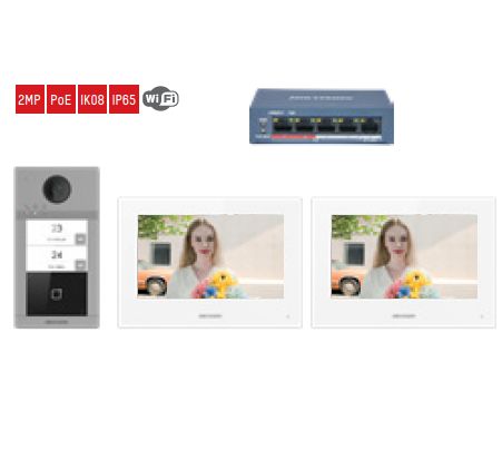 KIT BIFAMILIARE KIS604-S/BI-F. HD 2MP IP POE IK08 IP65 WIFI - HIK 305305100