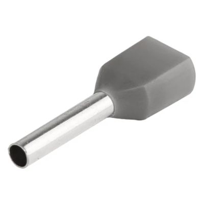 TERMINALE A BUSSOLA DOPPIO ISOLATO 2X4MM² L2 12MM GRIGIO - INR ICIAE412Z