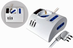 MULTIPRESA DA TAVOLO 3 USC. 2 BIV +1 SCHUKO+3 USB CON INTERR - LIFE PEM2602-W