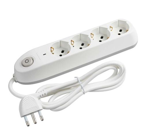 Multipresa 4 schuko/bip+inter+salvaf bianco - BTI 3684DBF