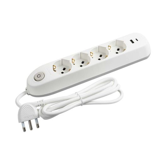Multipresa 4 schuko/bipas+inter+2usb bianco - BTI 3684DBU
