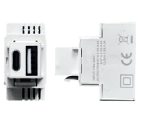 ALIMENTATORE USB C+A KEYSTONE 20W PD BIANCO - NUV 9104