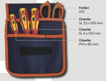 MARSUPIO 4PZ COMPLETO DI UTENSILI - 3GIRAVITI + 1FORBICE - ETL T6702