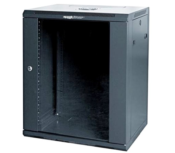 ARMADIO RACK A PARETE 12U 600X450X640 1VENT.+4MONT+LAT. NERO - MHC AR-1264WB