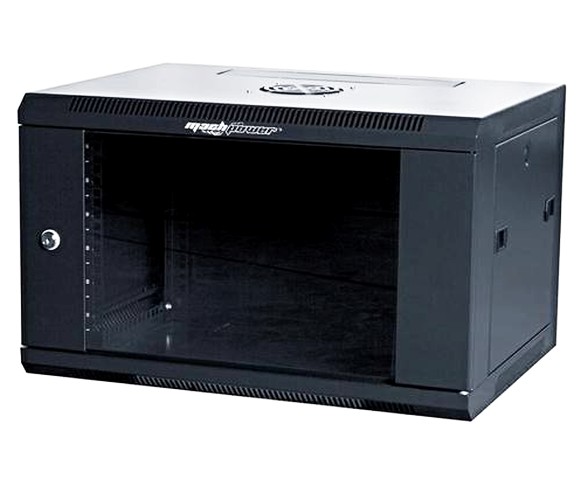ARMADIO RACK A PARETE 6U 600X450X370 1VENT.+4MONT+LAT NERO - MHC AR-664WB