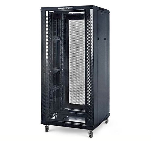 ARMADIO RACK A PAVIMENTO 22U 600X600X1100 NERO 2VEN,RUOTE,4M - MHC AR-2266FB