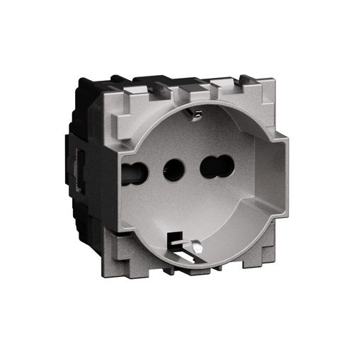 L.NOW - PRESA UNEL E BIPASSO 10/16A STEEL - BTI KS4140A16