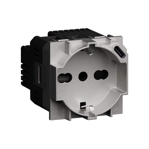 L.NOW - PRESA ITA P40+USB 18W TIPO C STEEL - BTI KS4140A16USB
