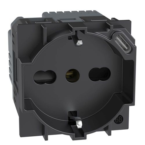 L.NOW - PRESA ITA P40+USB 18W TIPO C NERO - BTI KG4140A16USB