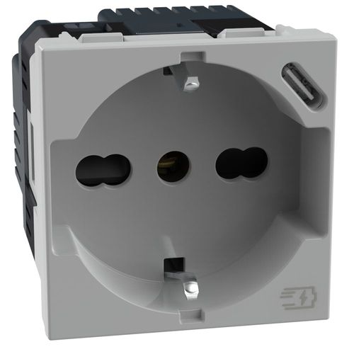 MATIXGO - PRESA ITA P40+USB 18W TIPO C GRIGIO - BTI JG4140A16USB