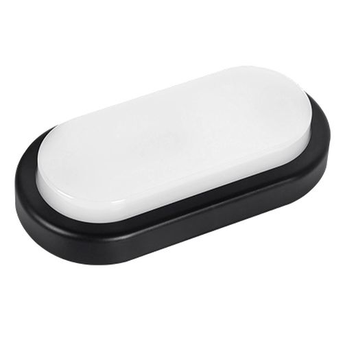PLAFONIERA LED OVALE 8W 4000K 560LM NERA IP54 - DRL BH08EN-B
