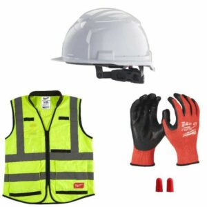 KIT SICUREZZA EDILIZIA, ELMETTO+ GUANTI+ 1CF TAPPINI+ GILET - COP 4932500169
